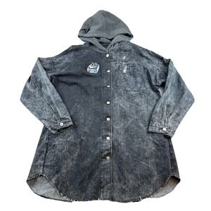 THRILL Jeans Long Denim Cotton Jacket, Distressed, Grunge Hoodie, 3X , NWT